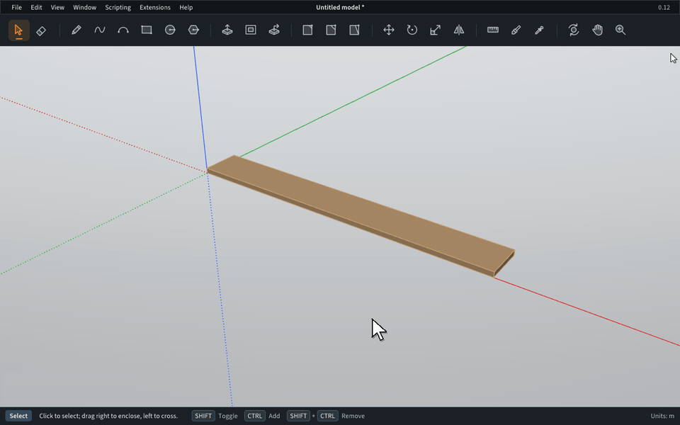 True Bend previews a straight slat bending as the pointer moves, and Enter applies a bend of about 106°.